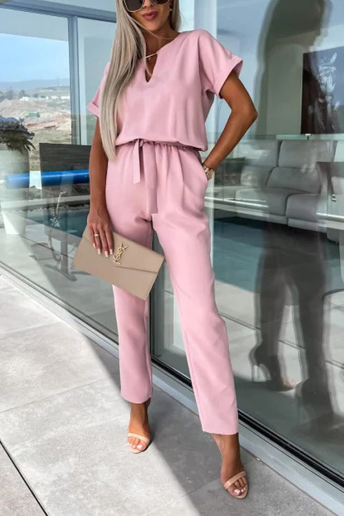 W&W Mode | Eleganter Keyhole Jumpsuit Mit Gürtel Für Damen