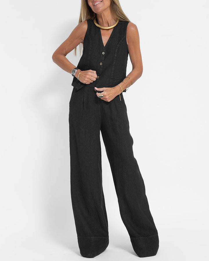 W&W Mode | Damen Elegantes 2-teiliges Leinenset