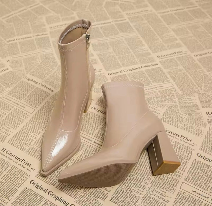 W&W Mode | Lackleder Stiefeletten Mit Blockabsatz