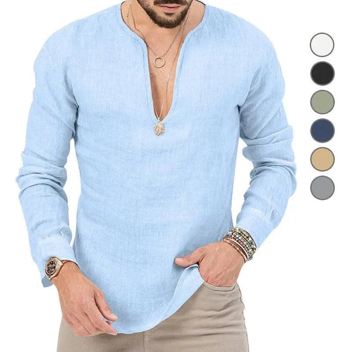 W&W Mode | Herren Leinen Langarmhemd