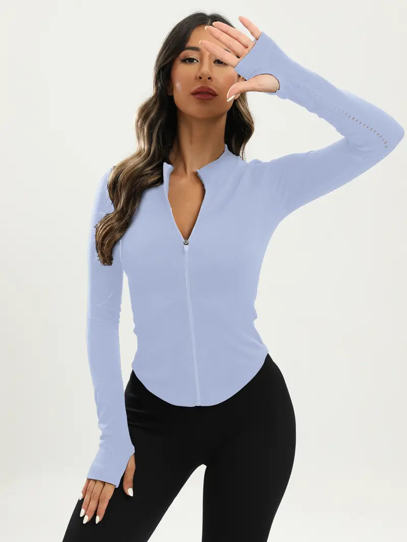 W&W Mode | Schwarze Damen Yoga Jacke | Slim Fit und Bequem