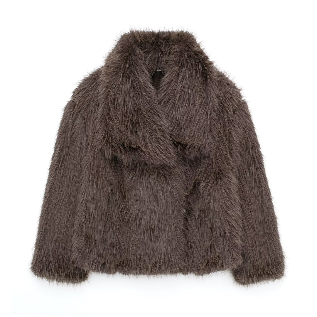 W&W Mode - Damen Herbst, Winter Pelz Mantel Imitation