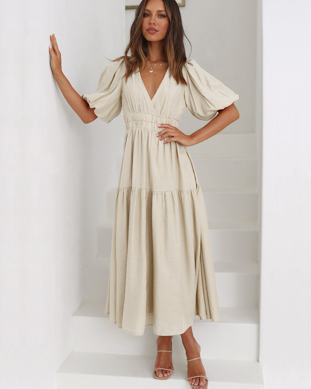 W&W Mode | Kleid mit Puffärmeln Für Frauen