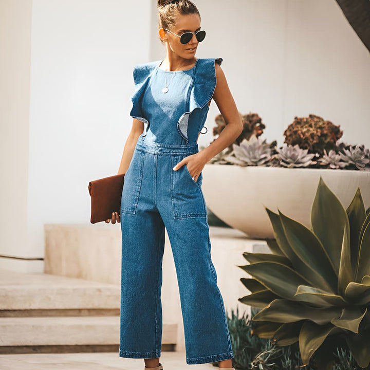 DenimDynasty™ - Denim-Overall mit offenem Rücken