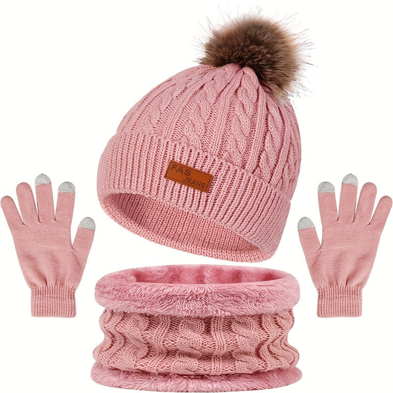 W&W Mode | Lässiges Winter Essential Mütze und Handschuh Set für Frauen