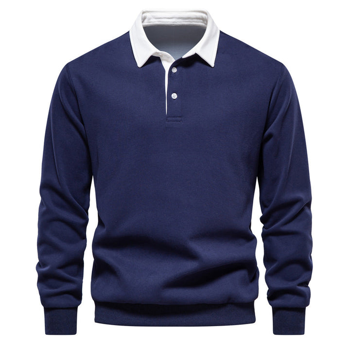 W&W Mode | Elegantes Herren Langarm Polo Shirt Mit Klassischem Kragen