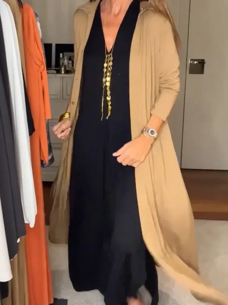 W&W Mode | Lässiger Einfarbiger Strickjacke