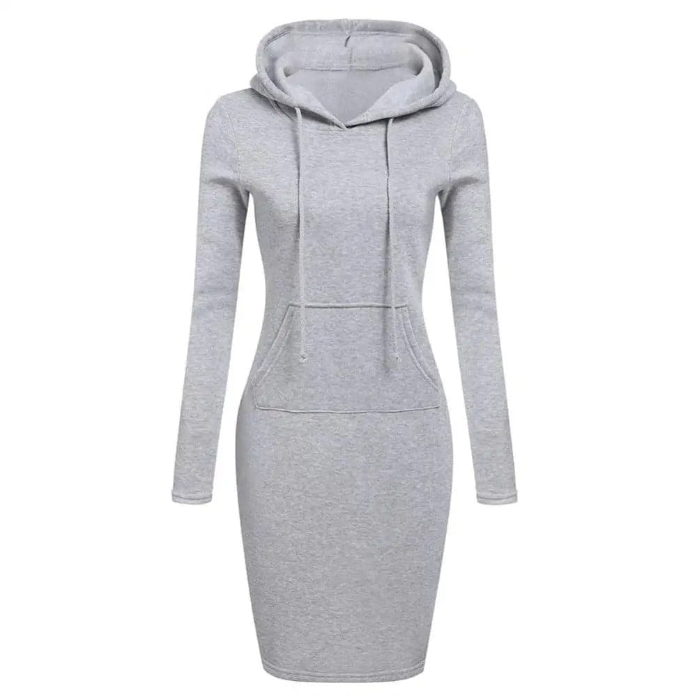 W&W Mode | Casual Herbst Sweatkleid mit Kapuze und Kordelzug für Frauen