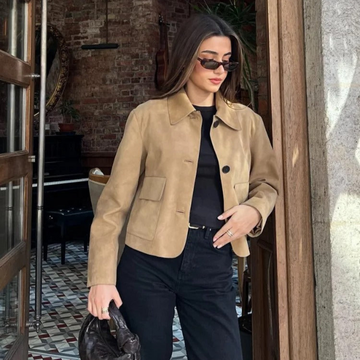 W&W Mode | Beige Lederjacke