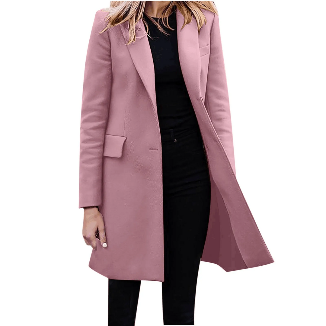 W&W Mode | Damen Slim Fit Mantel Jacke, Ein Knopf Wolle Mix Lange Jacke