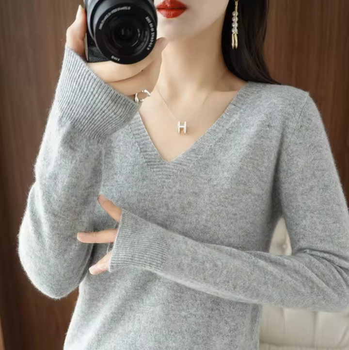 W&W Mode | V-Ausschnitt Strickpullover