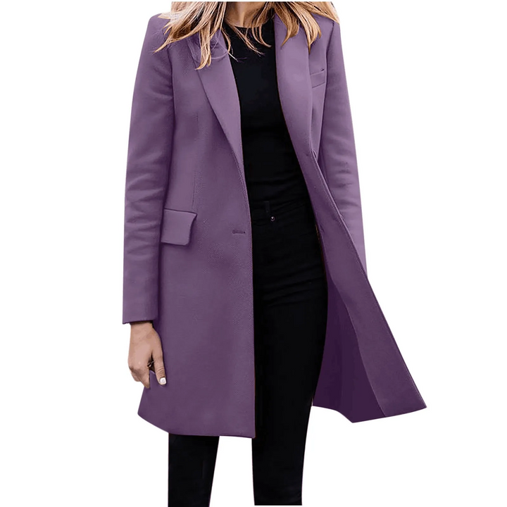W&W Mode | Damen Slim Fit Mantel Jacke, Ein Knopf Wolle Mix Lange Jacke