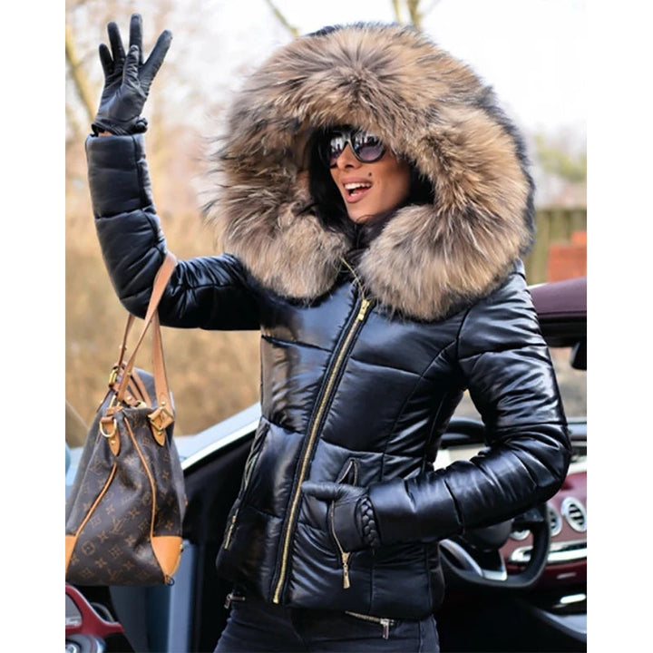 W&W Mode - Paris -Stylische Jacke mit Kunstfellfutter, Kapuze und Kragen