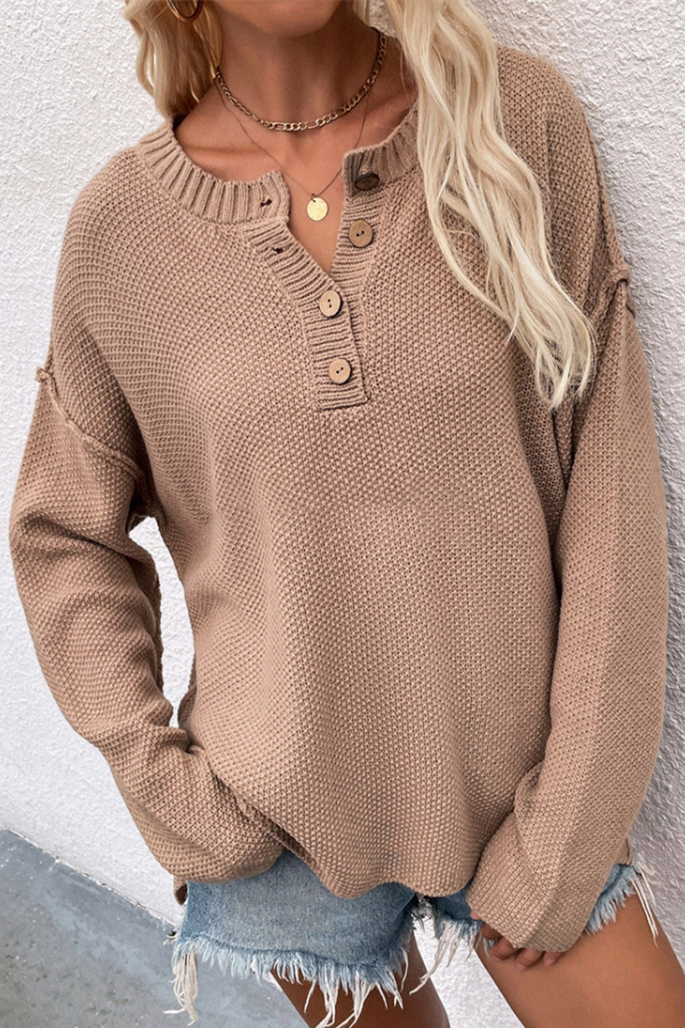 W&W Mode Solid Color Übergrößen V-Ausschnitt Pullover