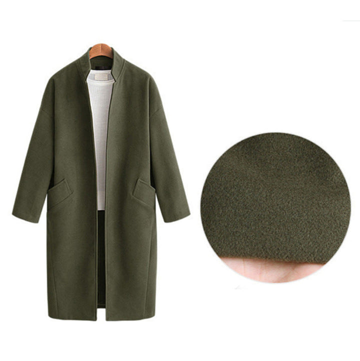 Damen elegante Langjacke mit lässigem Kragen und praktischen Taschen W&W Mode