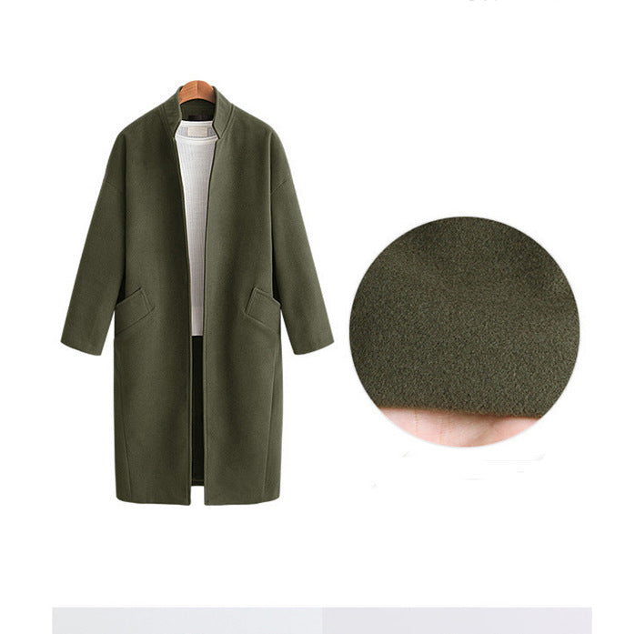 Damen elegante Langjacke mit lässigem Kragen und praktischen Taschen W&W Mode