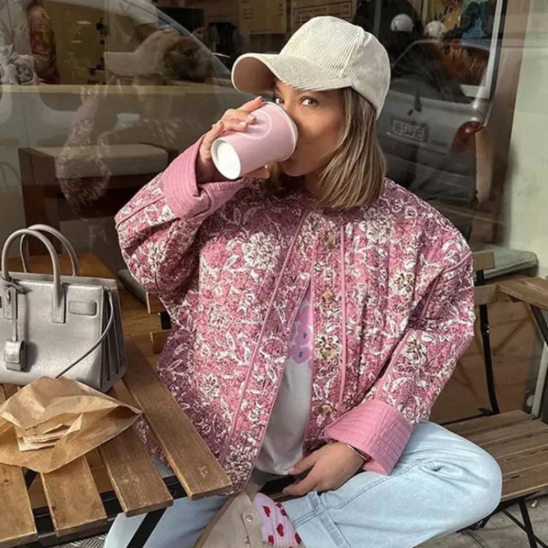 W&W Mode | Gesteppte Jacke mit Blumenmuster