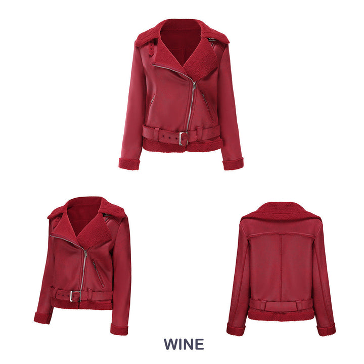 W&W Mode | Winterjacke aus Kunstwildleder mit Fell und Gürtel