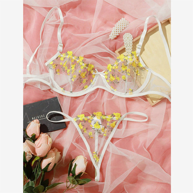 W&W Mode | Verlockend Unterwäsche Floral Stickerei Erotische Dessous Set