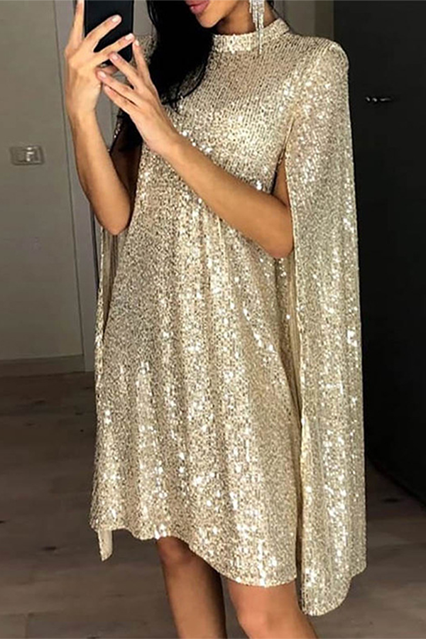 Damen Patchwork-Kleid mit Mandarin-Kragen und kurzen Ärmeln