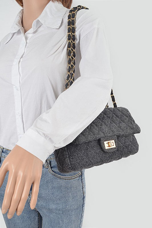 W&W Mode | Denim Gesteppte Umwandelbare Schultertasche