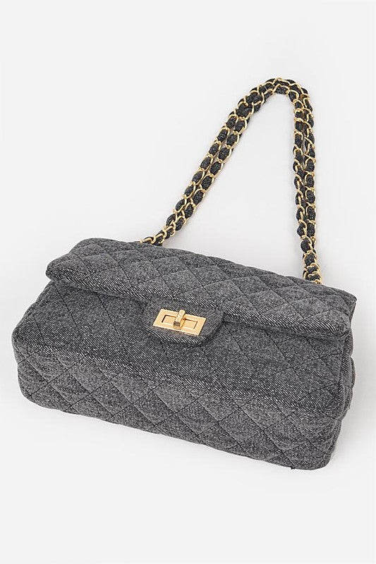 W&W Mode | Denim Gesteppte Umwandelbare Schultertasche