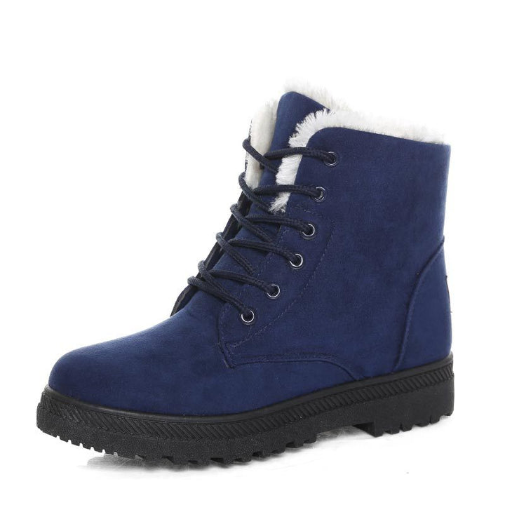 W&W Mode | Winter Stiefeletten Damen – Gefütterte Stiefel mit flacher Sohle und Schnürung