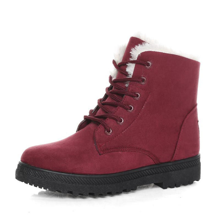 W&W Mode | Winter Stiefeletten Damen – Gefütterte Stiefel mit flacher Sohle und Schnürung