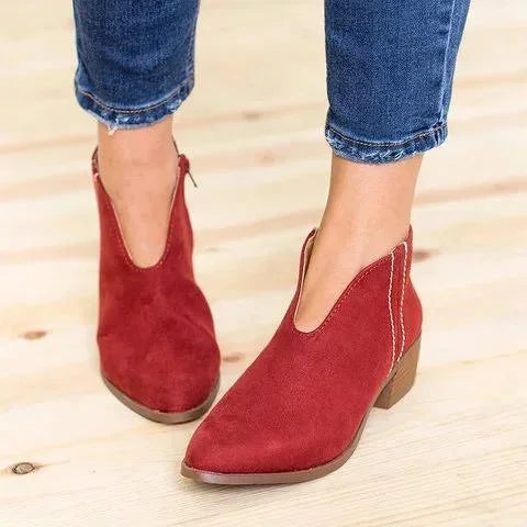W&W Mode | Sexede Ankelstiefel Mit V-Ausschnitt Reißverschluss Für Frauen