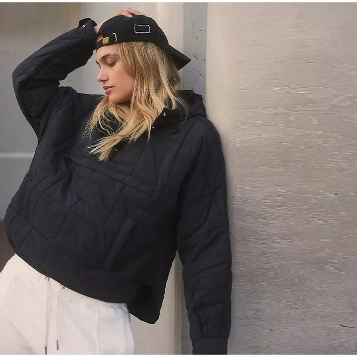 Damen Jacke, dünn wattiert und warm, mit Pullover-Schnitt