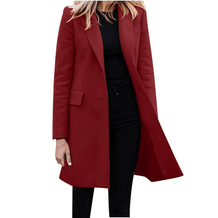 W&W Mode | Damen Slim Fit Mantel Jacke, Ein Knopf Wolle Mix Lange Jacke