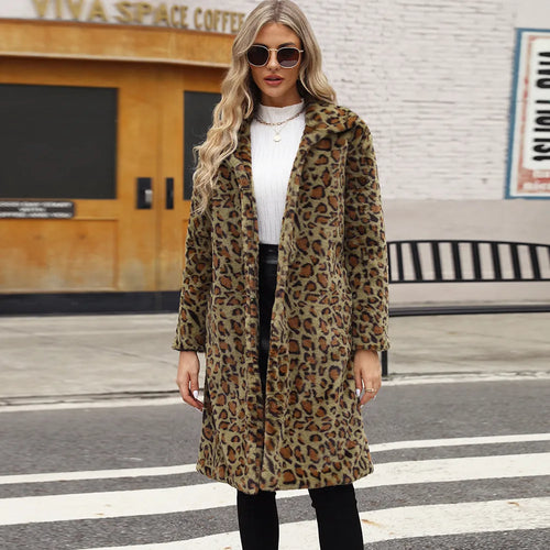 W&W Mode | Fleece-Mantel mit Leopardenmuster