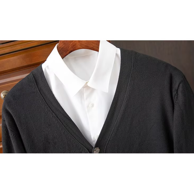 W&W Mode | Herren Strickjacke Mit Knöpfen, Leichter Stoff, Klassischer V-ausschnitt