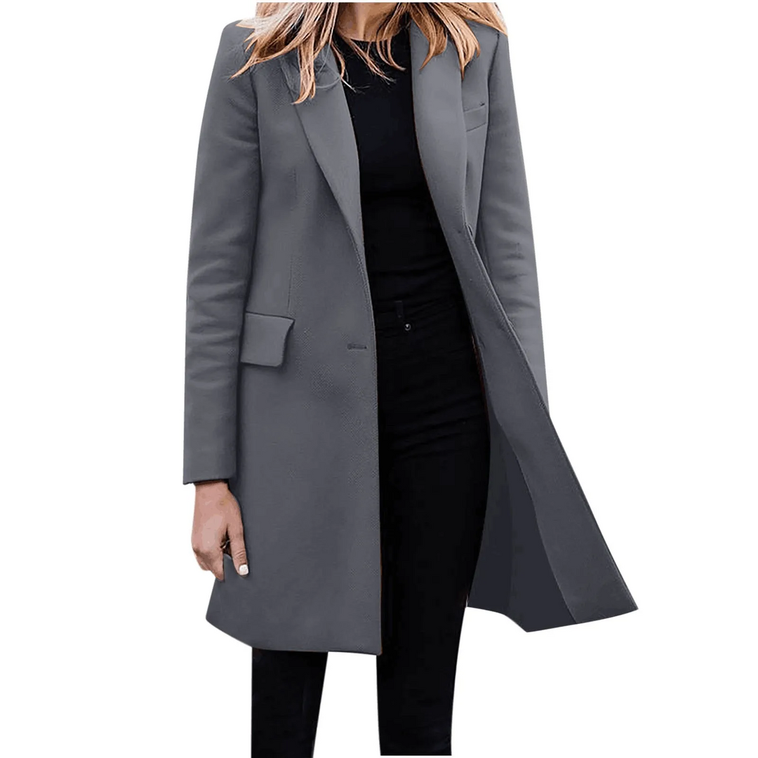 W&W Mode | Damen Slim Fit Mantel Jacke, Ein Knopf Wolle Mix Lange Jacke