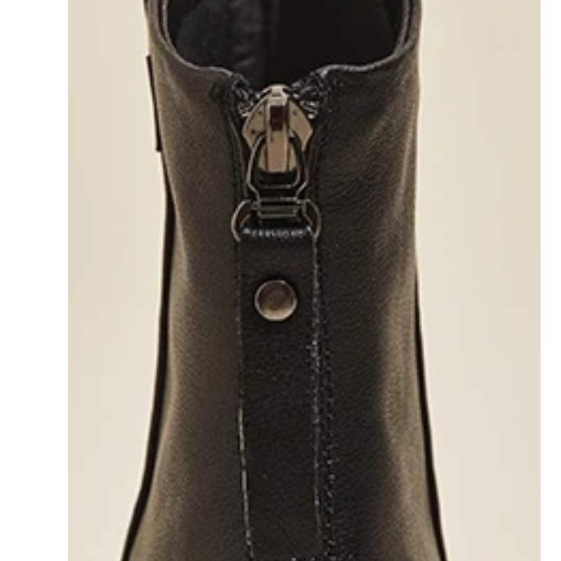 Damen Leder-Ankle-Boots mit rückseitigem Reißverschluss und niedrigem Absatz