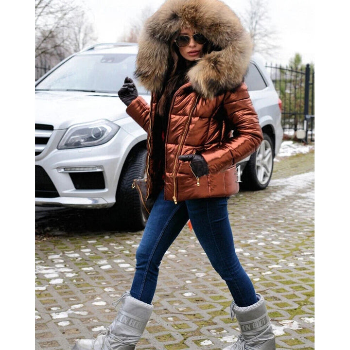 W&W Mode - Paris -Stylische Jacke mit Kunstfellfutter, Kapuze und Kragen