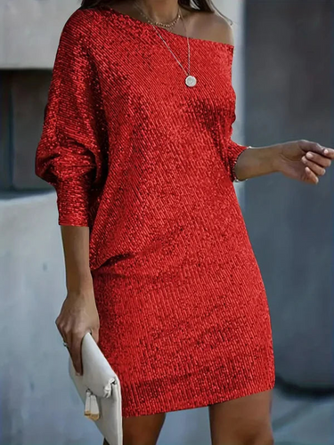 W&W Mode | Damen Mini Kleid Partykleid Mit Kontrastierenden Pailletten Für Frauen