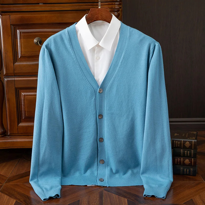 W&W Mode | Herren Strickjacke Mit Knöpfen, Leichter Stoff, Klassischer V-ausschnitt
