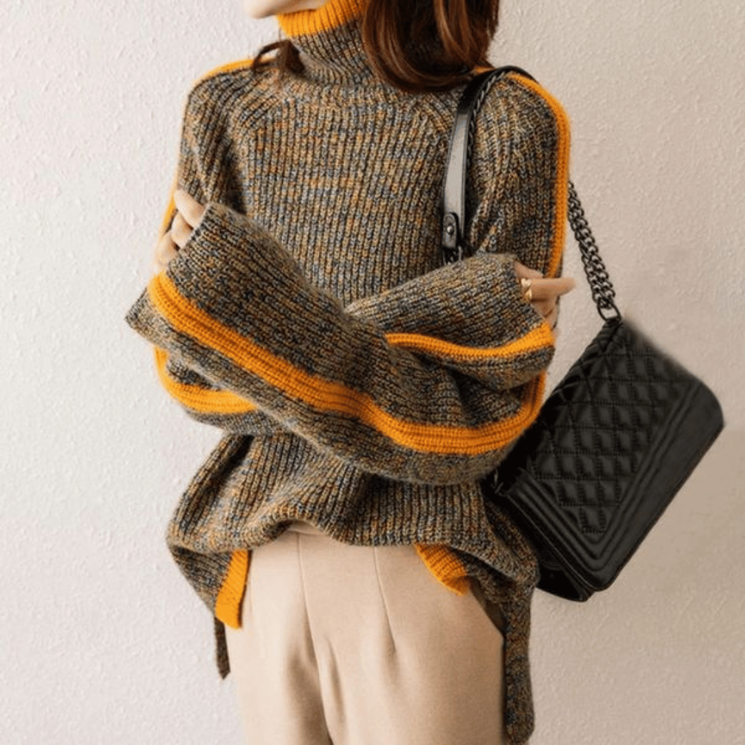 Melange-Strick-Rollkragenpullover