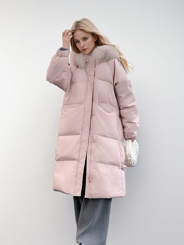 W&W Mode | Glamouröse Überknie Baumwolljacke mit Fellkragen