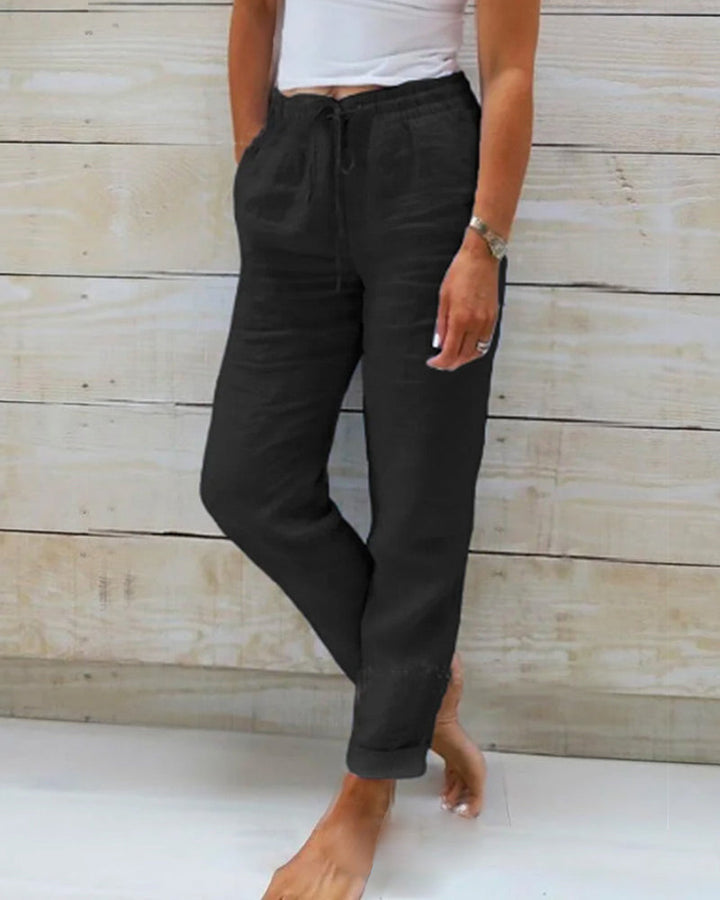 W&W Mode | Damen Leinenhose mit Baumwollanteil und elastischem Bund