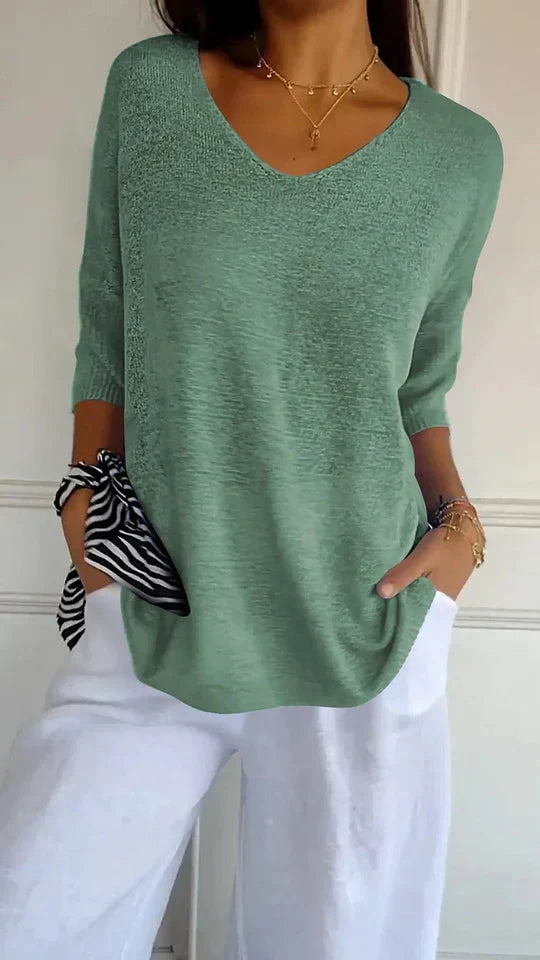 W&W Mode | Bequemes Damen-Stricktop mit V-Ausschnitt
