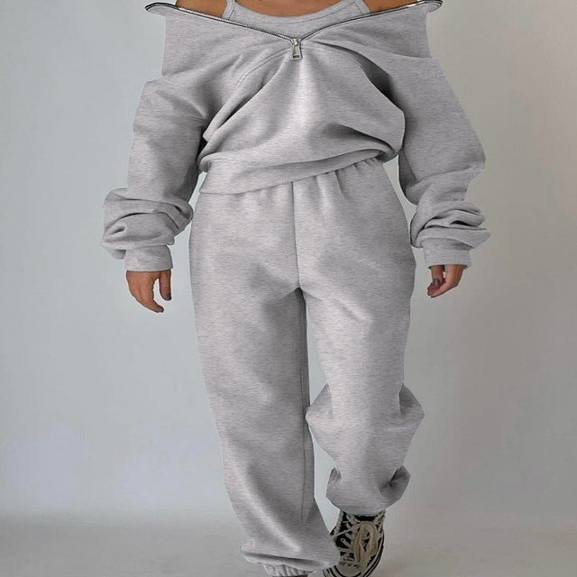 W&W Mode | teiliges sportliches Set - trendige Damen Sweatjacke mit Jogginghose