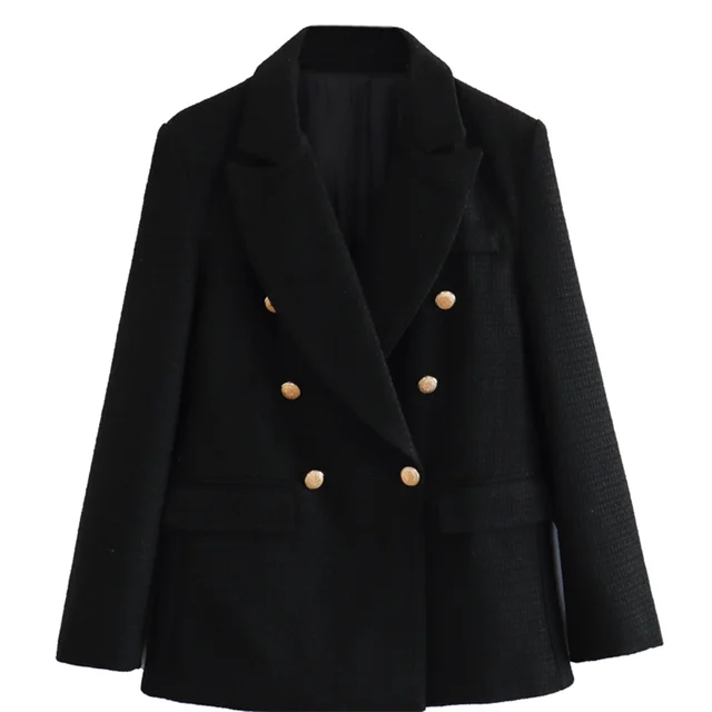 W&W Mode - Damen Doppelreihiger Lässiger Blazer mit Langen Ärmeln