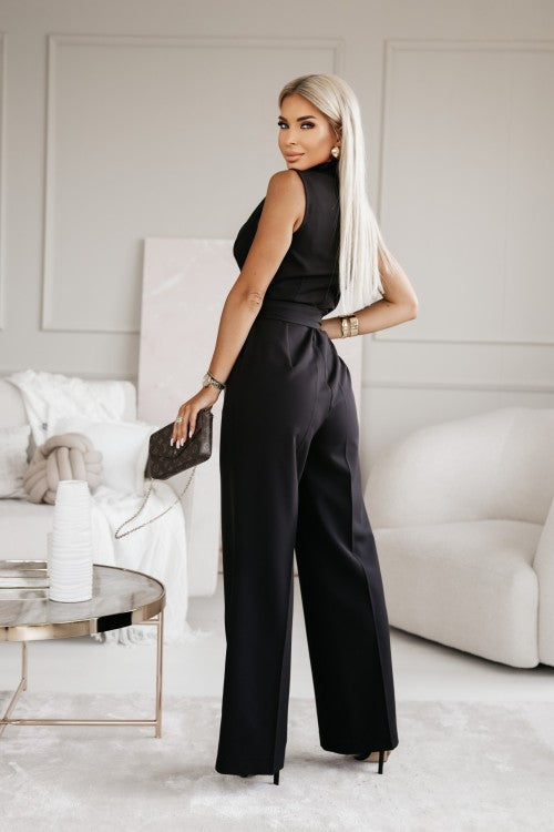 W&W Mode | Ärmelloser Flared Jumpsuit Mit V-ausschnitt