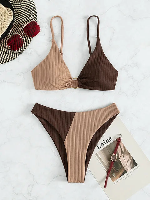 W&W Mode – Push-up-Bikini-Set mit hoher Taille für Damen