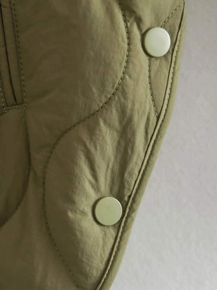 W&W Mode | Gepolsterte Jacke Damen, Leichtes Übergröße Modell Mit Taschen, Knopfverschluss