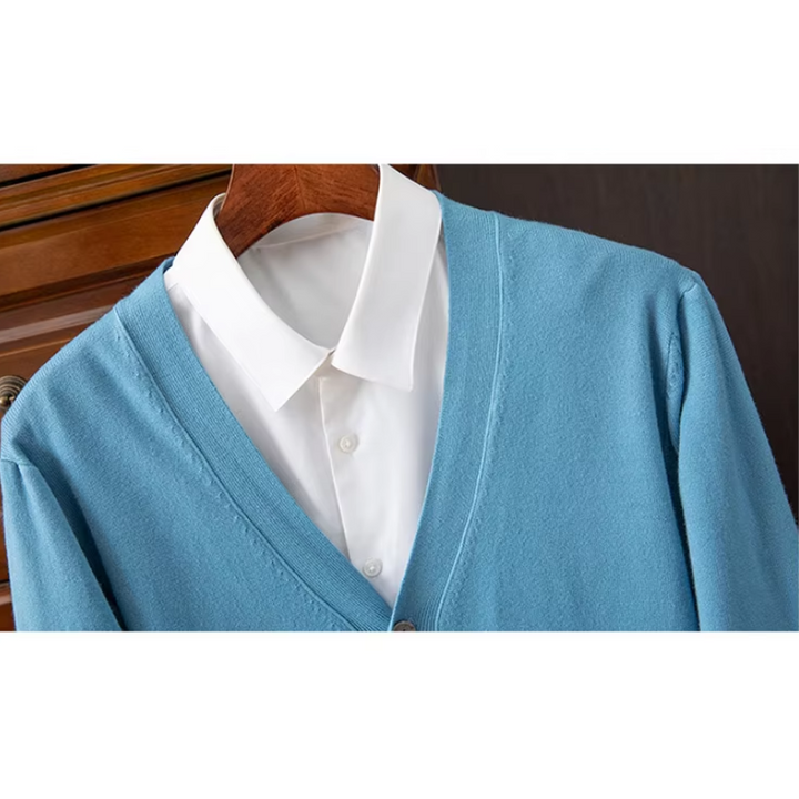 W&W Mode | Herren Strickjacke Mit Knöpfen, Leichter Stoff, Klassischer V-ausschnitt