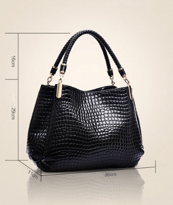 Damen-Schultertasche mit Krokodilprägung