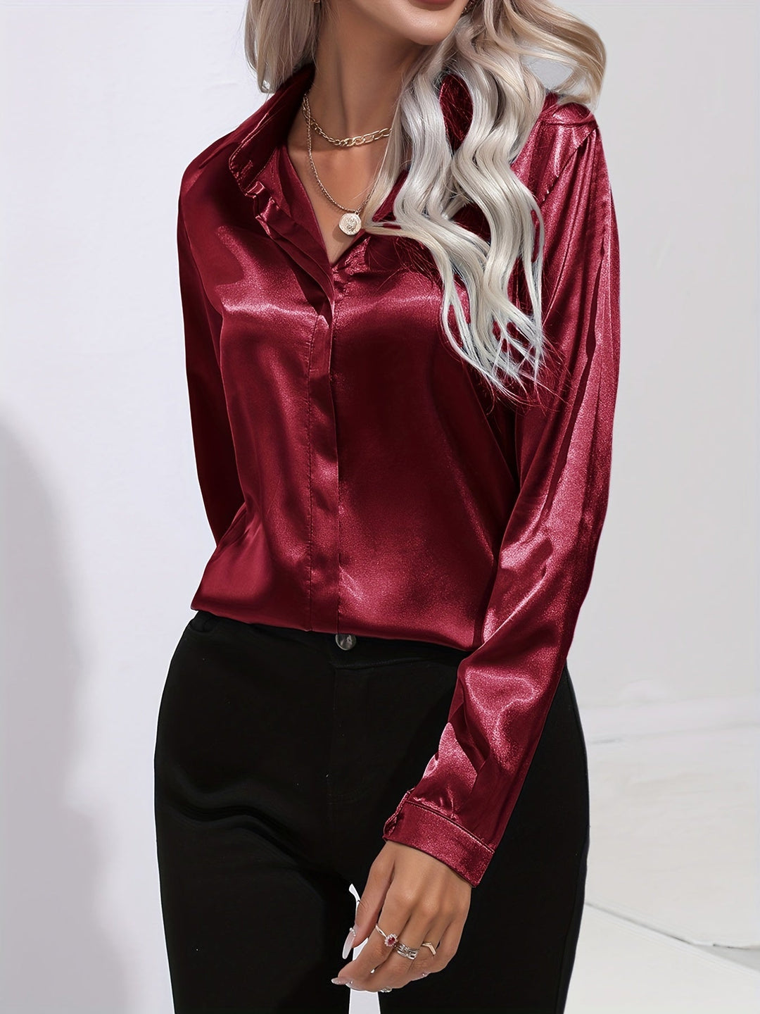 W&W Mode | Schicke Herbst Elegante Satin Bluse für Frauen